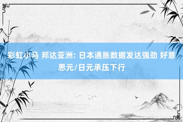 彩虹小马 邦达亚洲: 日本通胀数据发达强劲 好意思元/日元承压下行