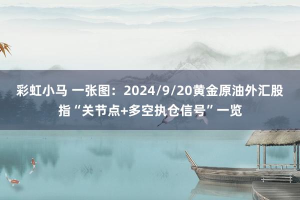 彩虹小马 一张图：2024/9/20黄金原油外汇股指“关节点+多空执仓信号”一览