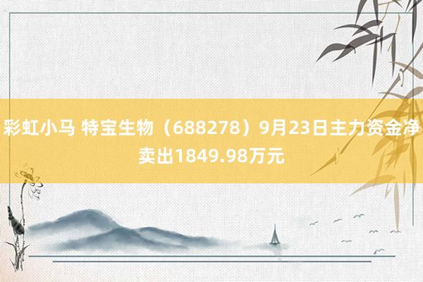 彩虹小马 特宝生物（688278）9月23日主力资金净卖出1849.98万元