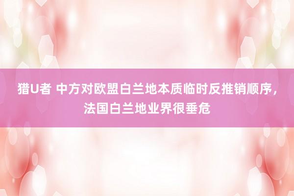 猎U者 中方对欧盟白兰地本质临时反推销顺序，法国白兰地业界很垂危