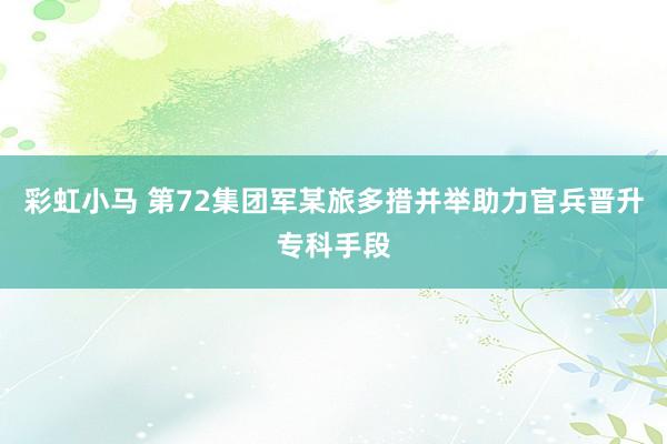 彩虹小马 第72集团军某旅多措并举助力官兵晋升专科手段