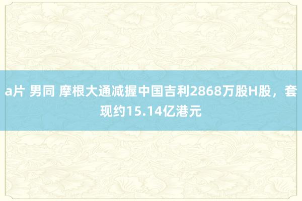 a片 男同 摩根大通减握中国吉利2868万股H股，套现约15.14亿港元