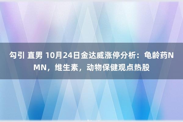 勾引 直男 10月24日金达威涨停分析：龟龄药NMN，维生素，动物保健观点热股