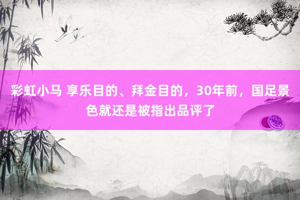 彩虹小马 享乐目的、拜金目的，30年前，国足景色就还是被指出品评了