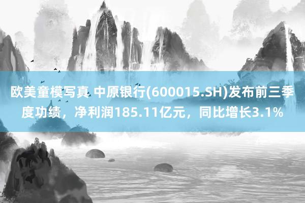 欧美童模写真 中原银行(600015.SH)发布前三季度功绩，净利润185.11亿元，同比增长3.1%