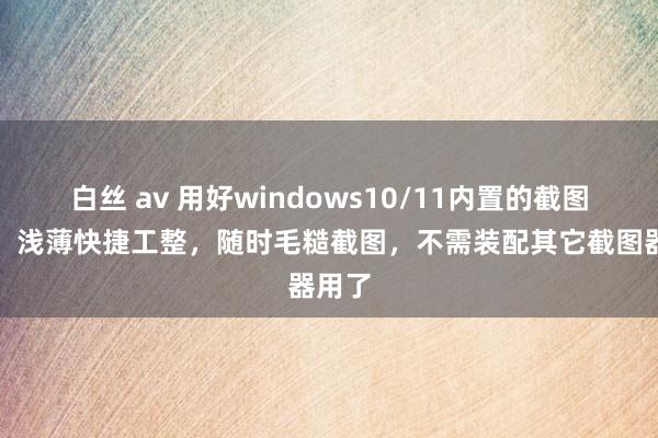 白丝 av 用好windows10/11内置的截图器用，浅薄快捷工整，随时毛糙截图，不需装配其它截图器用了