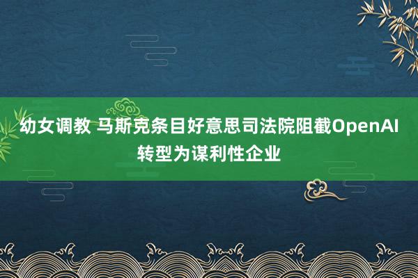 幼女调教 马斯克条目好意思司法院阻截OpenAI转型为谋利性企业