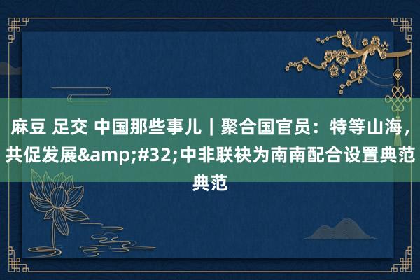 麻豆 足交 中国那些事儿｜聚合国官员：特等山海，共促发展&#32;中非联袂为南南配合设置典范