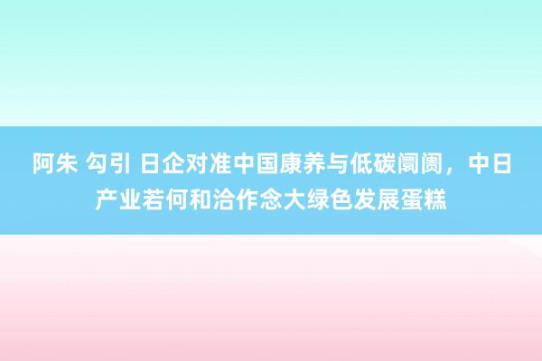 阿朱 勾引 日企对准中国康养与低碳阛阓，中日产业若何和洽作念大绿色发展蛋糕