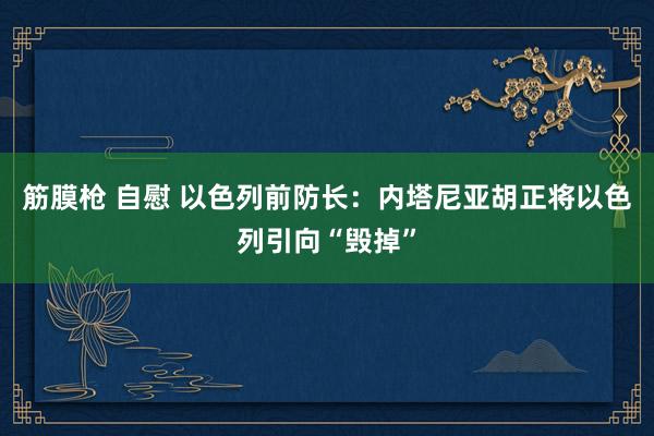 筋膜枪 自慰 以色列前防长：内塔尼亚胡正将以色列引向“毁掉”