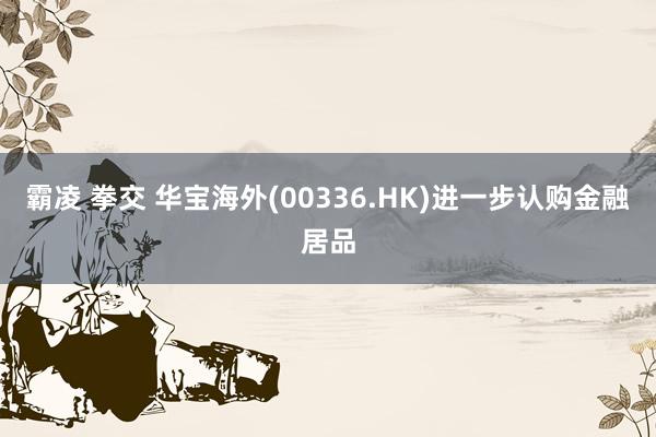 霸凌 拳交 华宝海外(00336.HK)进一步认购金融居品