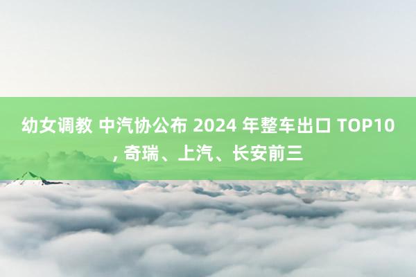 幼女调教 中汽协公布 2024 年整车出口 TOP10， 奇瑞、上汽、长安前三