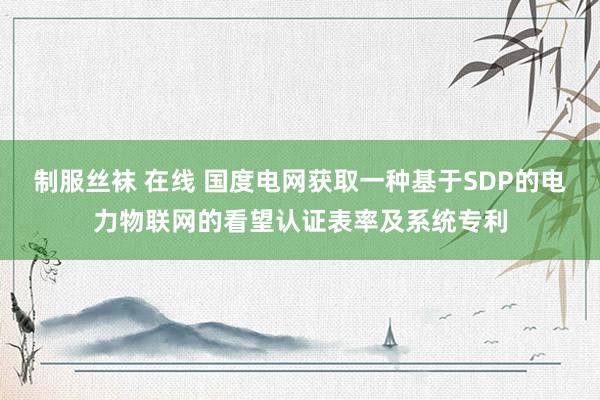 制服丝袜 在线 国度电网获取一种基于SDP的电力物联网的看望认证表率及系统专利