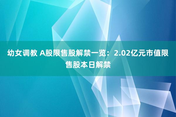 幼女调教 A股限售股解禁一览：2.02亿元市值限售股本日解禁