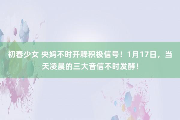 初春少女 央妈不时开释积极信号！1月17日，当天凌晨的三大音信不时发酵！