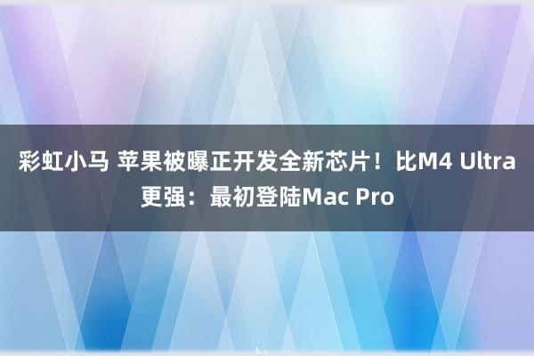 彩虹小马 苹果被曝正开发全新芯片！比M4 Ultra更强：最初登陆Mac Pro